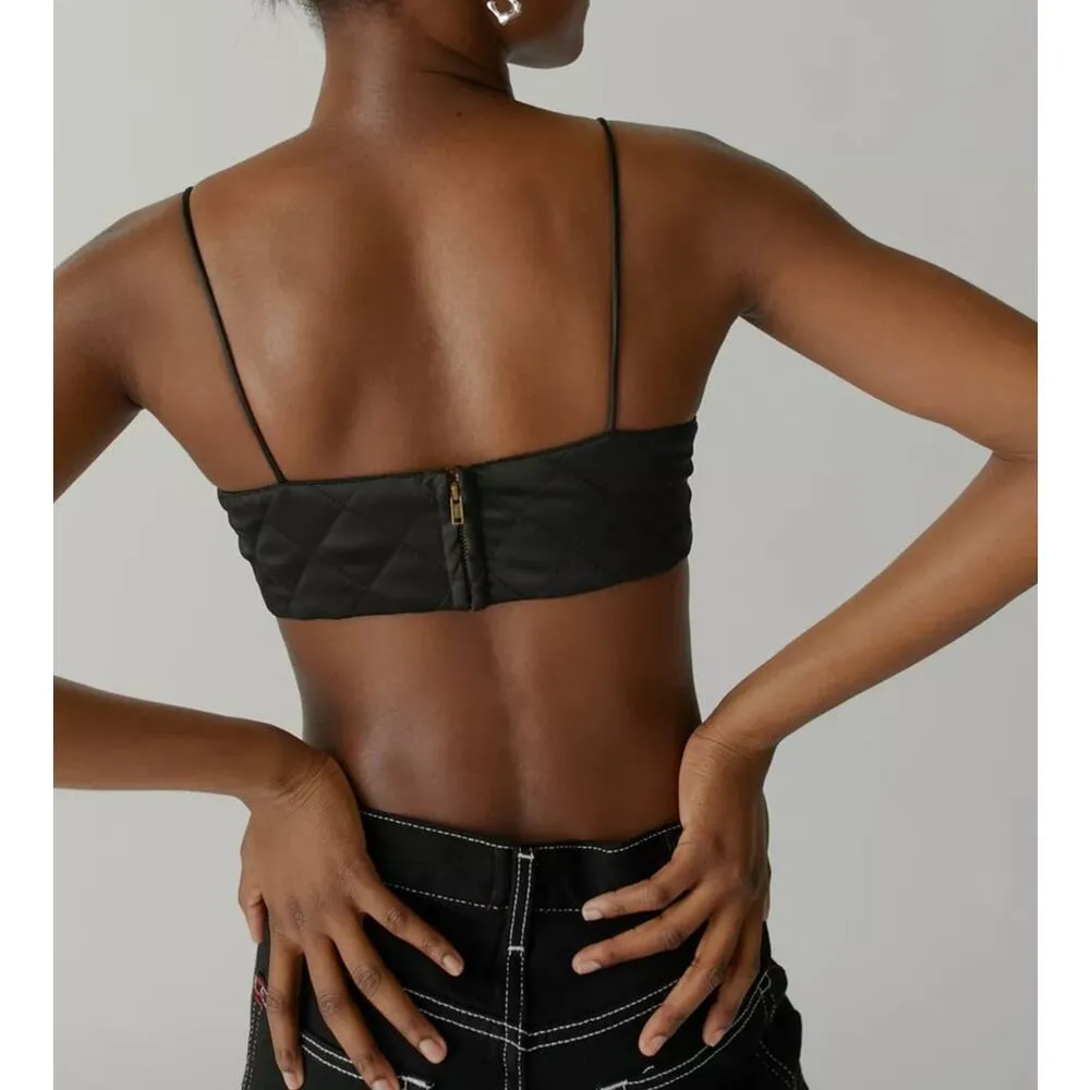 Lioness Supernatural Black Quilted Cropped Top M - Image 2