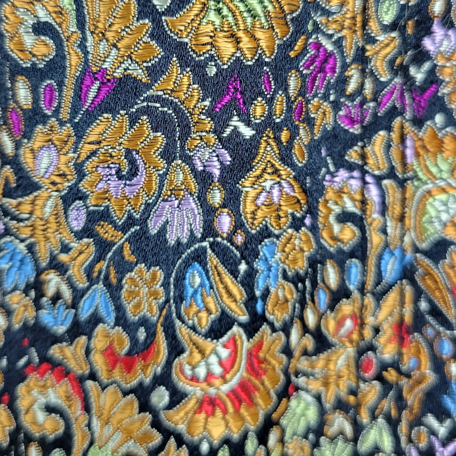 Coldwater Creek Floral Tapestry Jacket Small Petite Orange Black Embroidered - Image 4