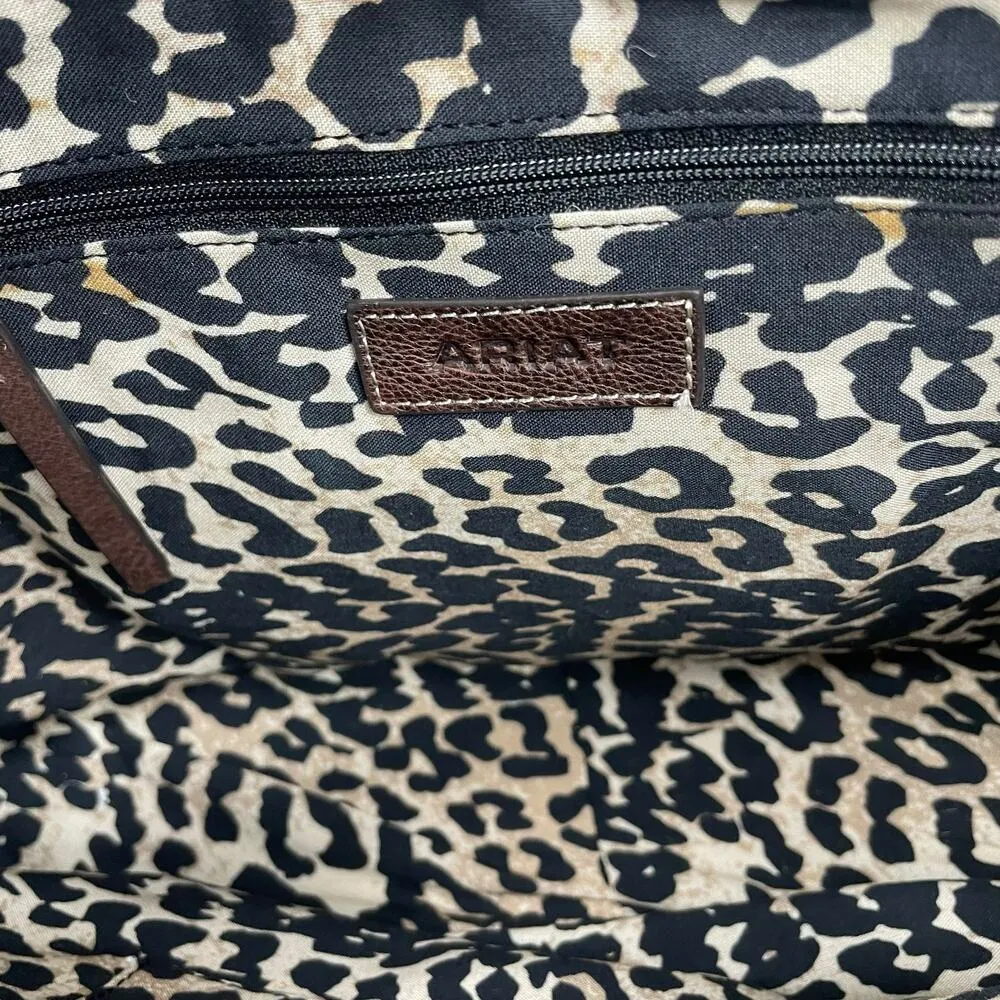 Ariat Savannah Calf Hair Patchwork Large Leather Tote Bag Brown - Image 9