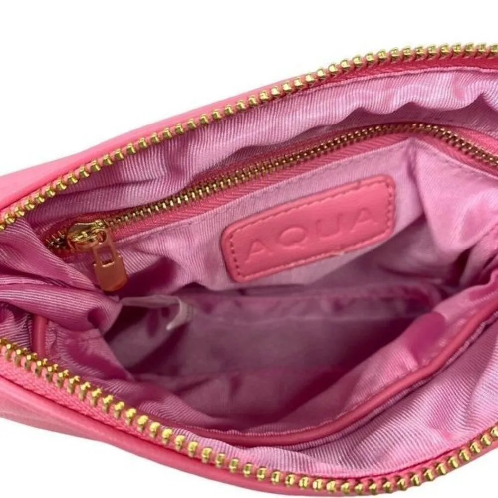 Aqua Crochet Tote Bag With Matching Pouch in Pink New - Image 11