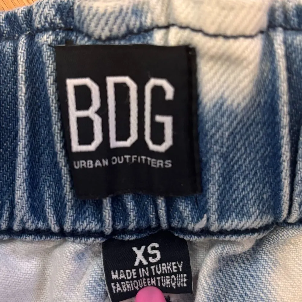 BDG Urban Outfitters POLLY Bleached Tie Dye Button Front Denim Skirt Size XS - Image 3