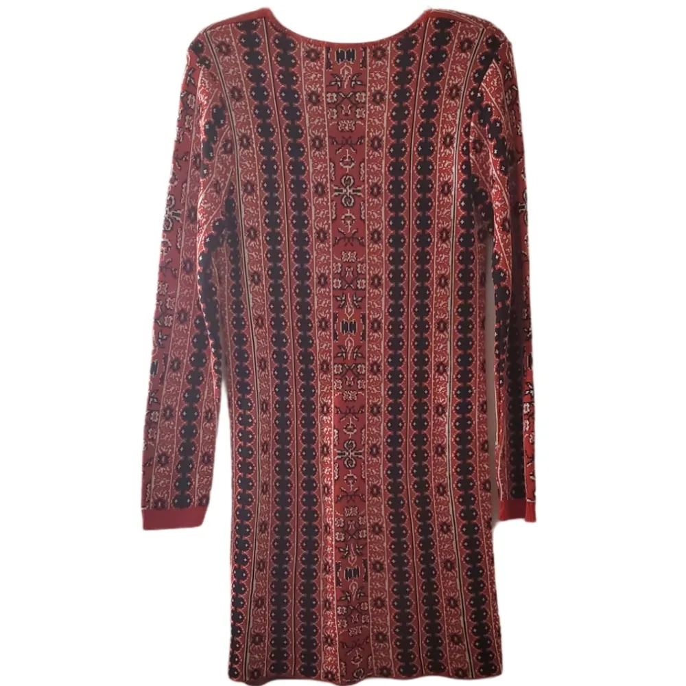 🔥SALE🔥Blue Rain Red Black Tribal Print Sweater Dress S - Image 5