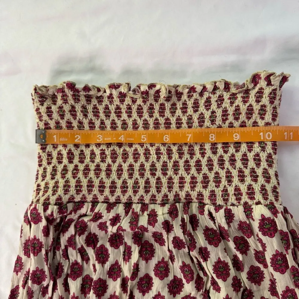 Juicy Couture Maxi Dress sz S Smocked Boho Hippie Strapless Beach Royalty Flowy - Image 5