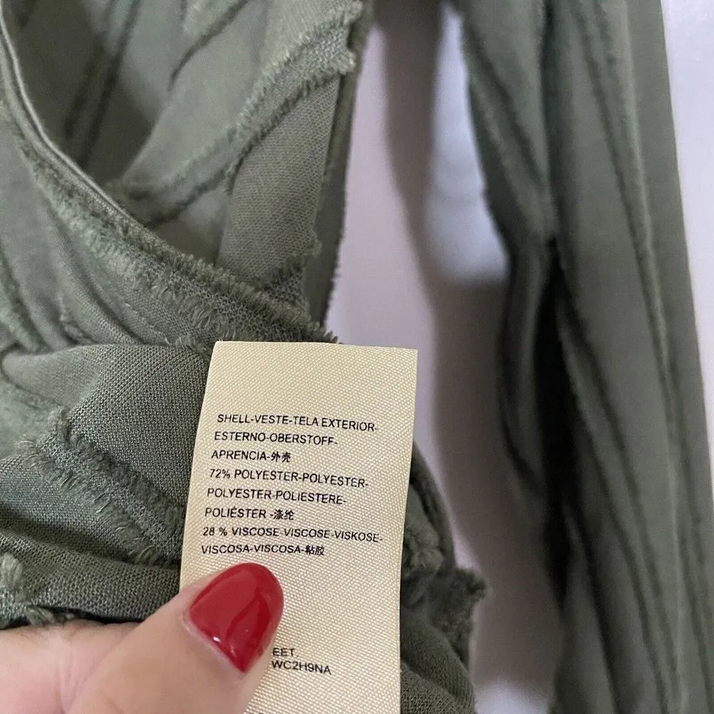 ANTHROPOLOGIE MAEVE GREEN FAUX WRAP V-NECK TOP SIZE XS - Image 4