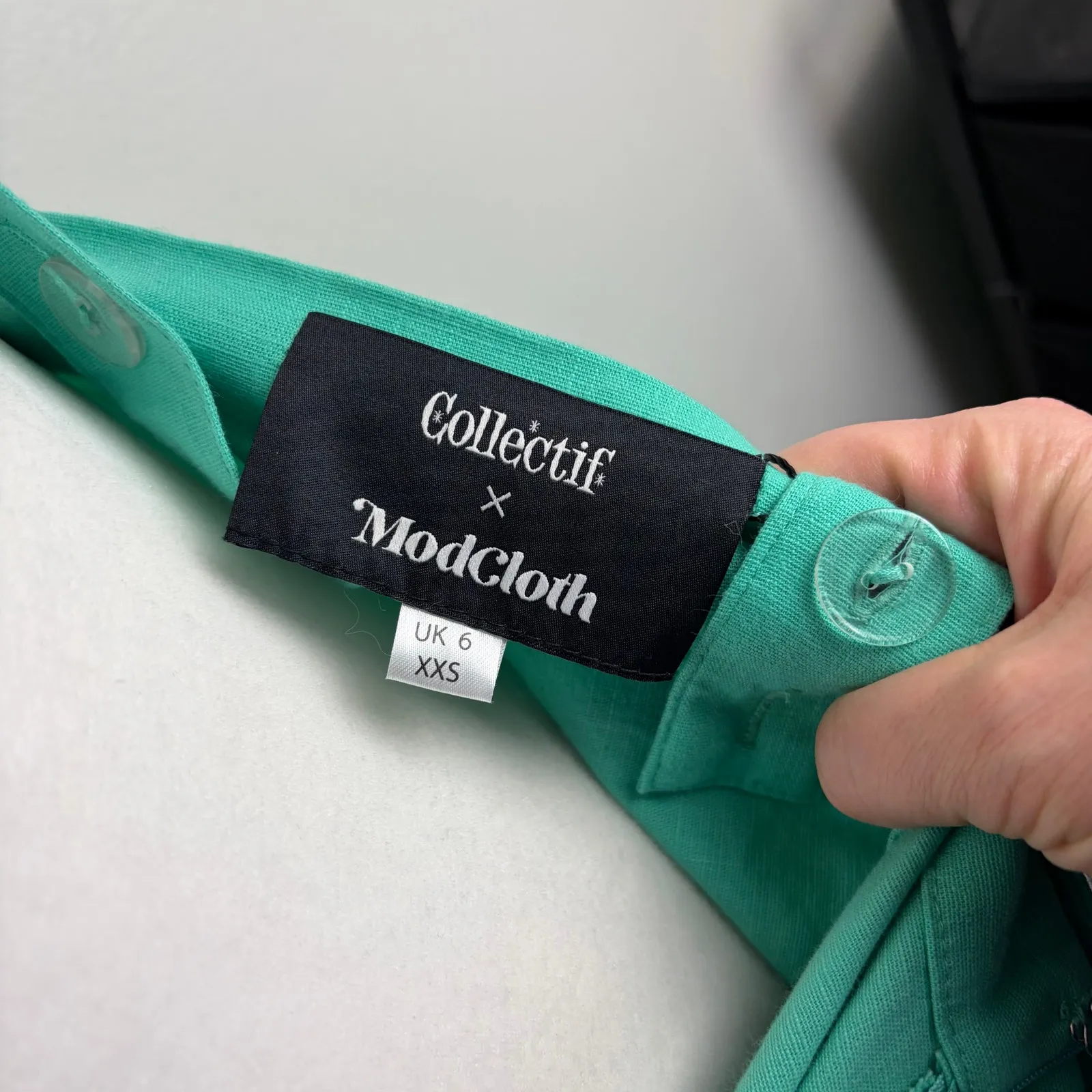 Collectif ModCloth Liesel Suspender Swing Skirt Size XXS Green NWT Retro Preppy - Image 5