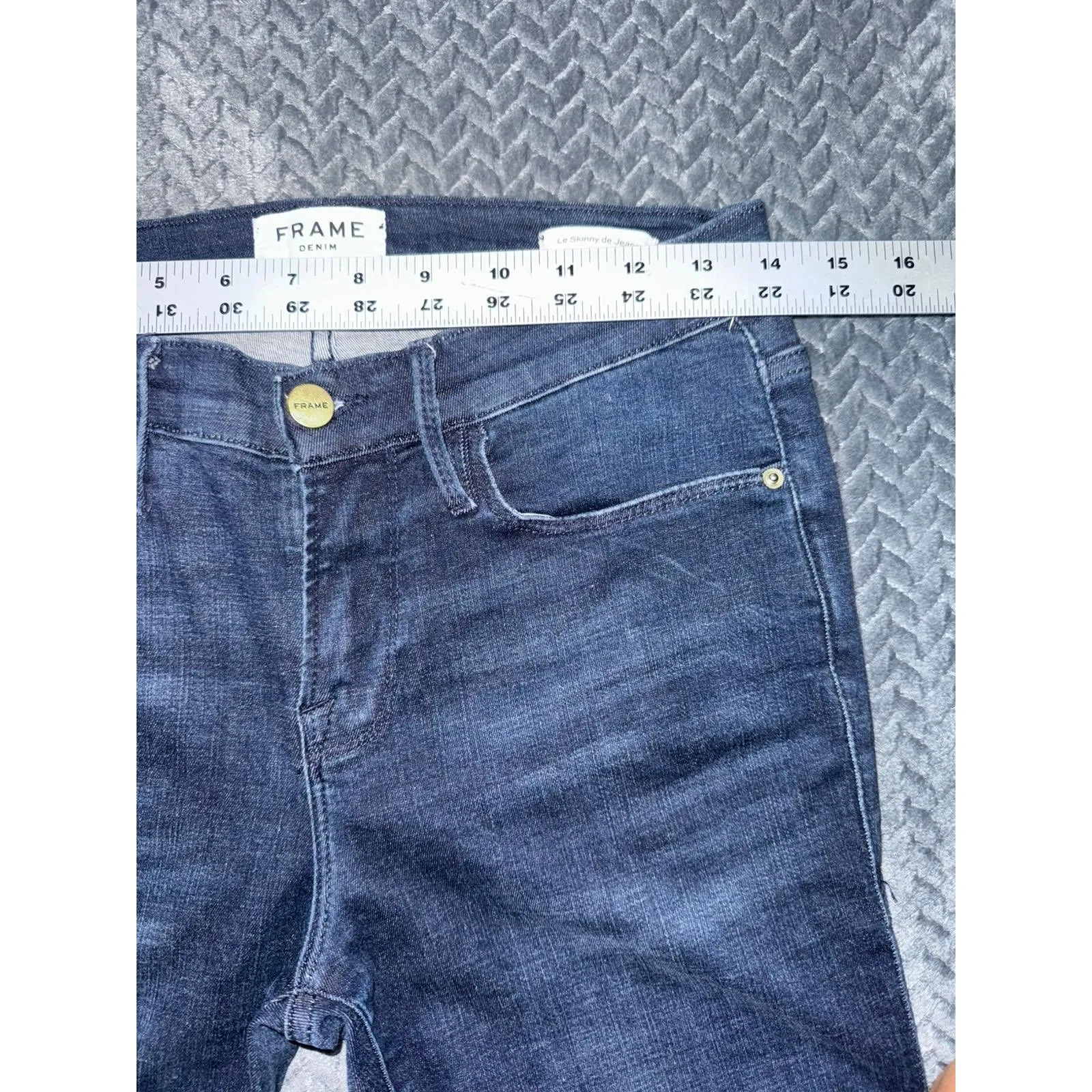 FRAME Le Skinny de Jeanne Jeans‎ Dark Wash Raw Hem Denim Size 28 - Image 9