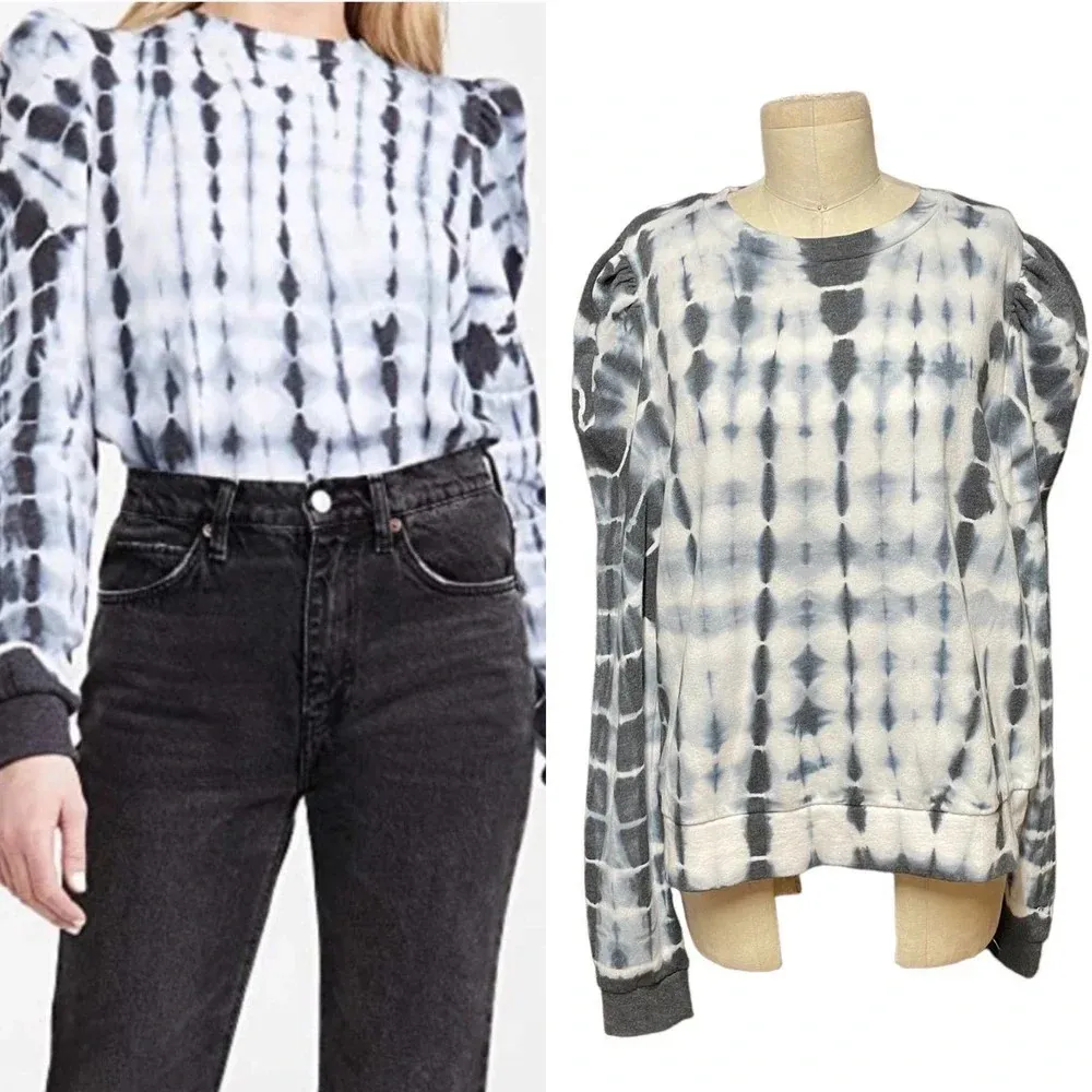 Generation Love Natasha Tie Dye Puff Sleeve Sweatshirt Blue White Size L - Image 2