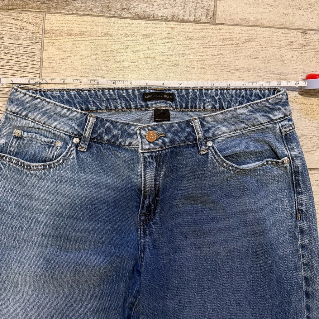 Sincerely Jules Mid Rise Wide Leg Denim Jeans Blue Size 30 - Image 2