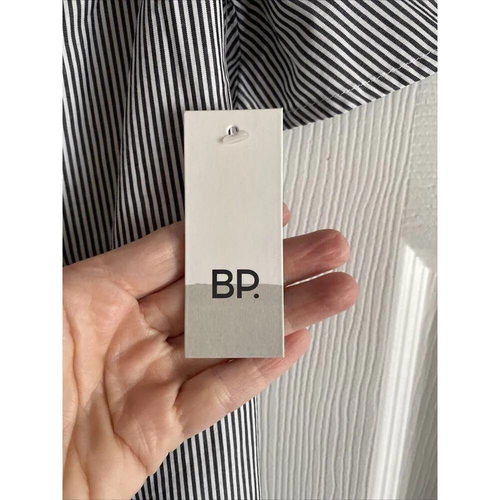 BP Nordostrom Women's XS Black Jenny Stripe Top‎ Boho Peasant Off Shoulder NEW - Image 2