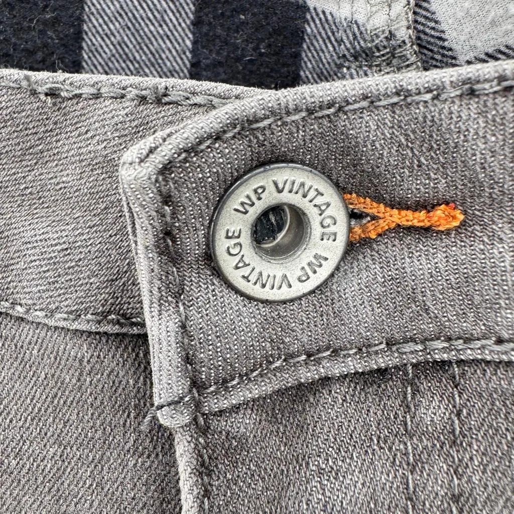 Weatherproof Vintage Series Flannel Lined Work Jeans Gray Plaid Lining Size 12 - Image 8