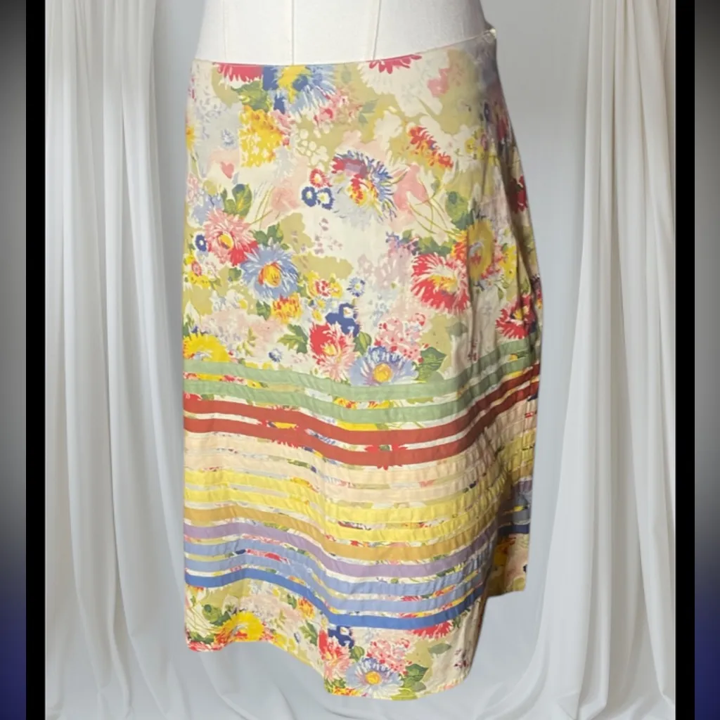 Odille Anthropologie Floral Print
Fringe Tiered Mini Skirt Size 2 - Image 2