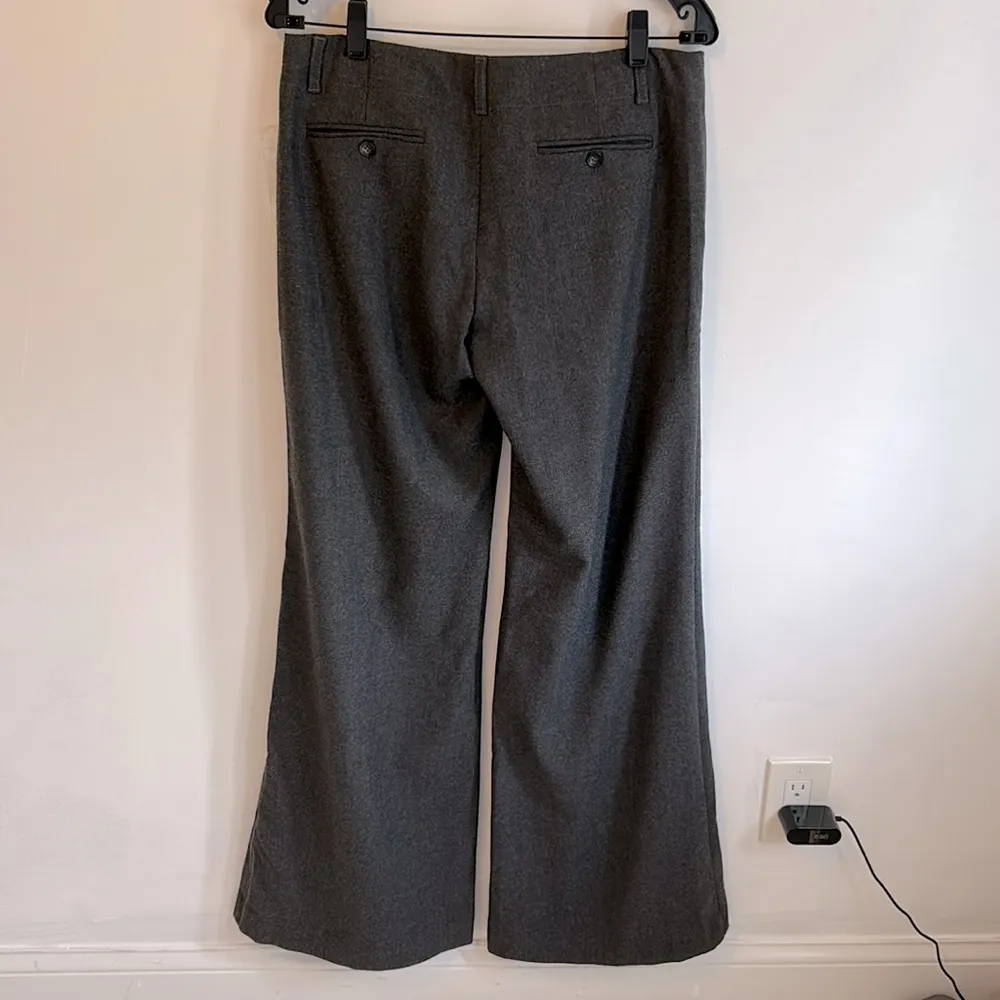 Theory Arthur Wide Leg Wool Trousers Heather Gray - Image 2