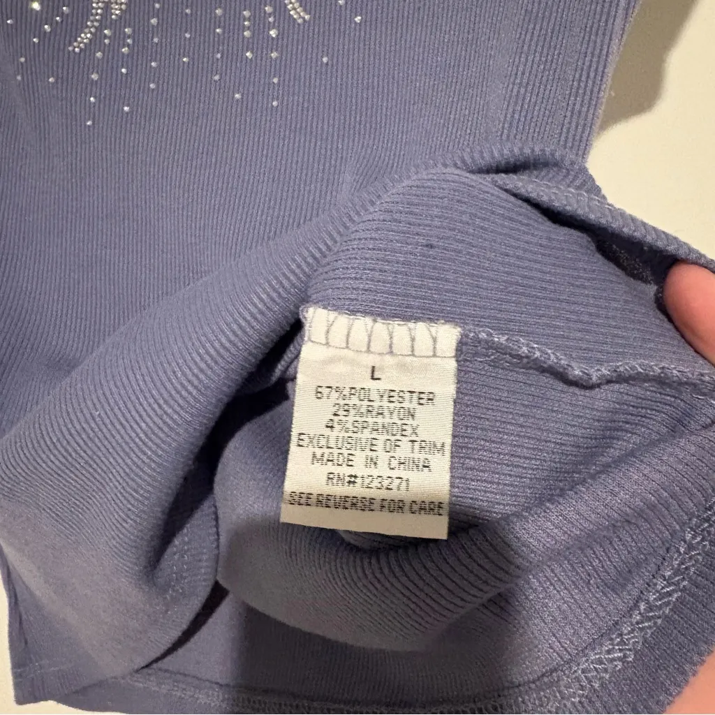 Orange Kiss Butterfly Embellished Rhinestone Y2K Babydoll‎ Crop Top Purple Large - Image 4