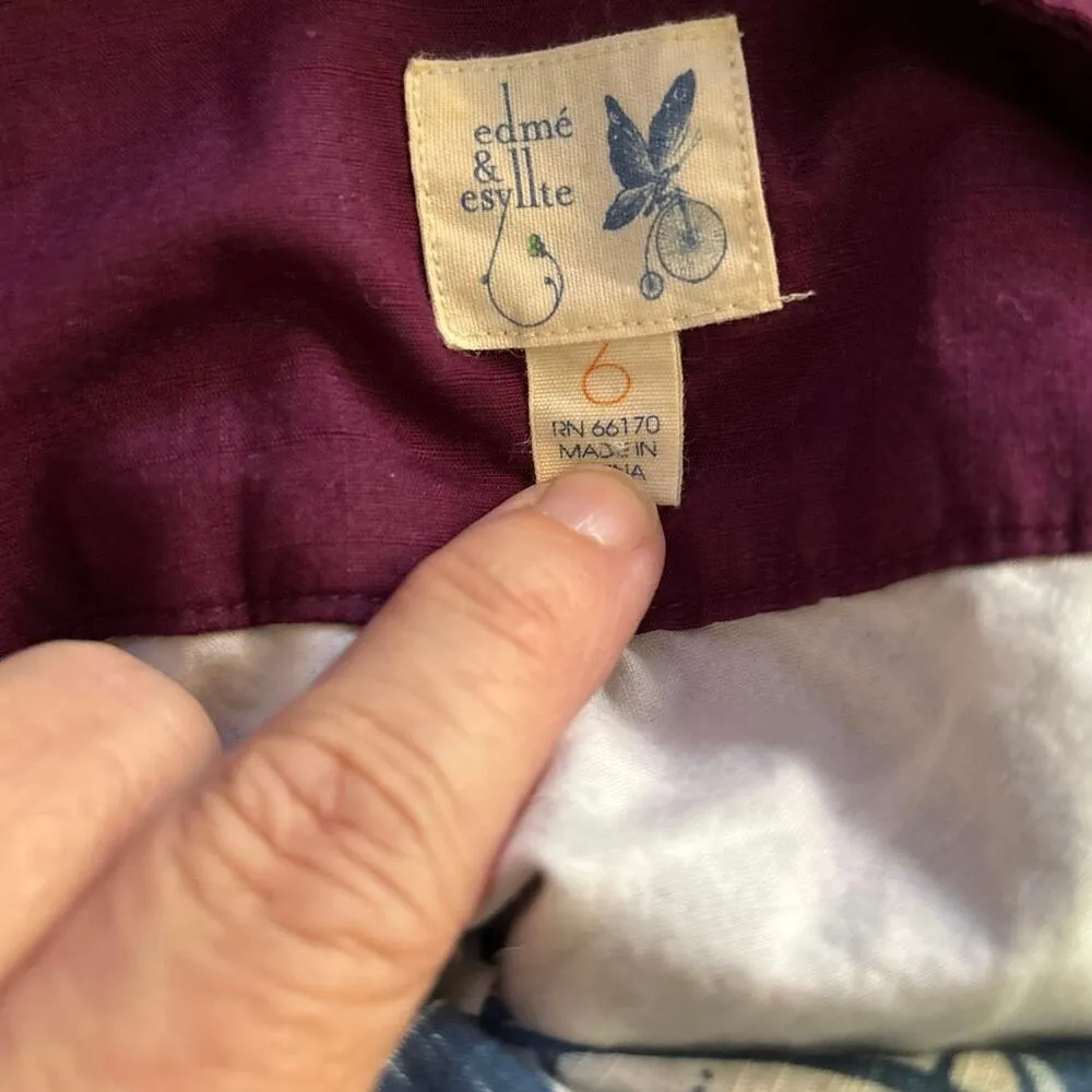 Edme & Esyllte Anthropologie Size 6 Talullah Wrap Skirt Boho Indie Cotton Blue - Image 4