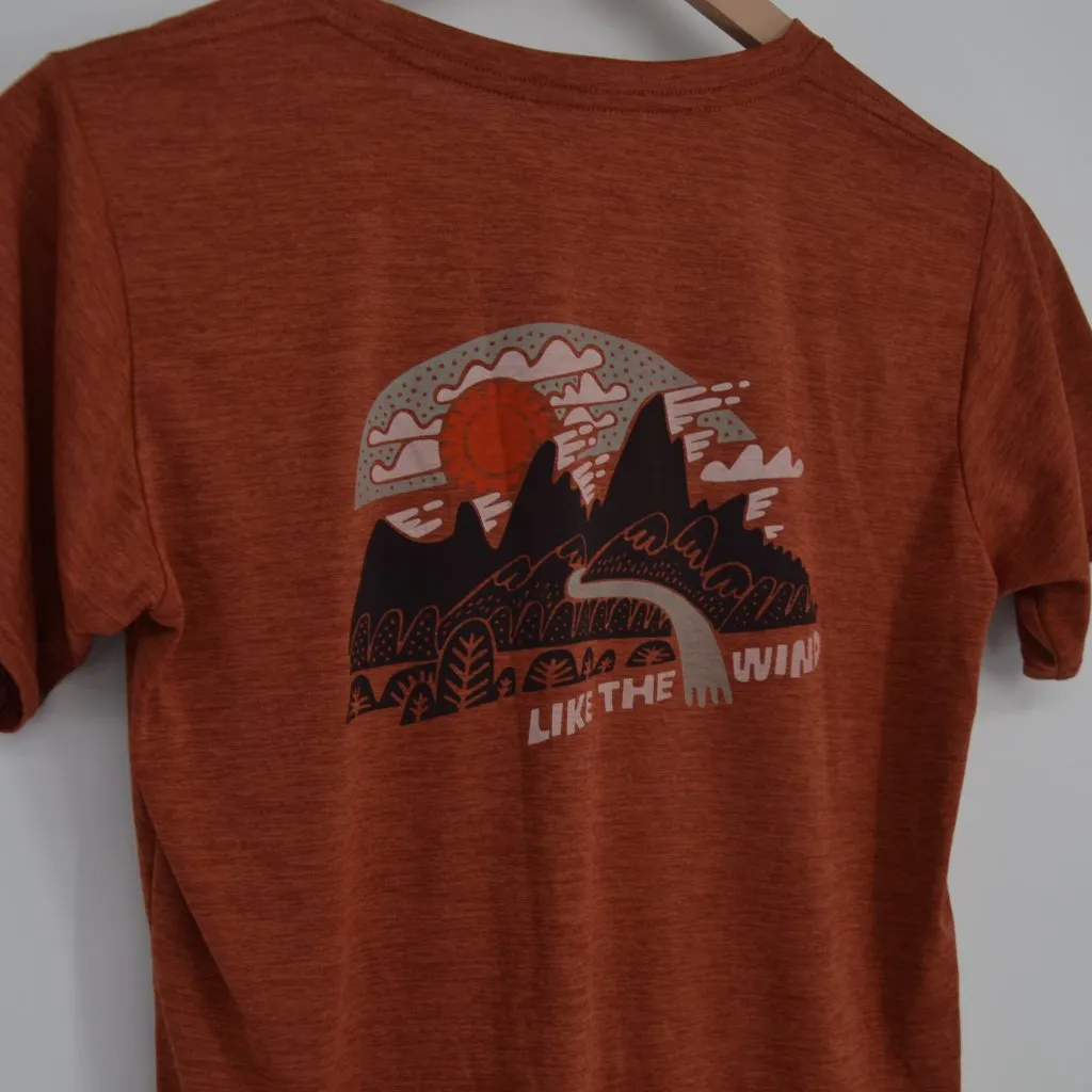 Patagonia Capilene Daily Cool Graphic T-Shirt Like The Wind Burl Red SS Small S - Image 7