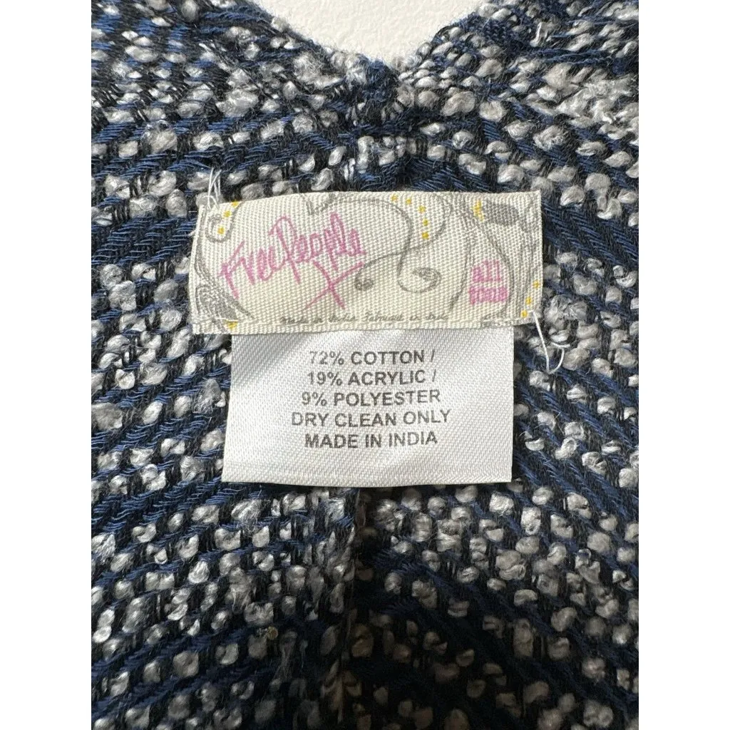 FREE PEOPLE All I Need Cozy Hooded Duster Lagenlook Boho Navy Blue Cardigan Soft - Image 4