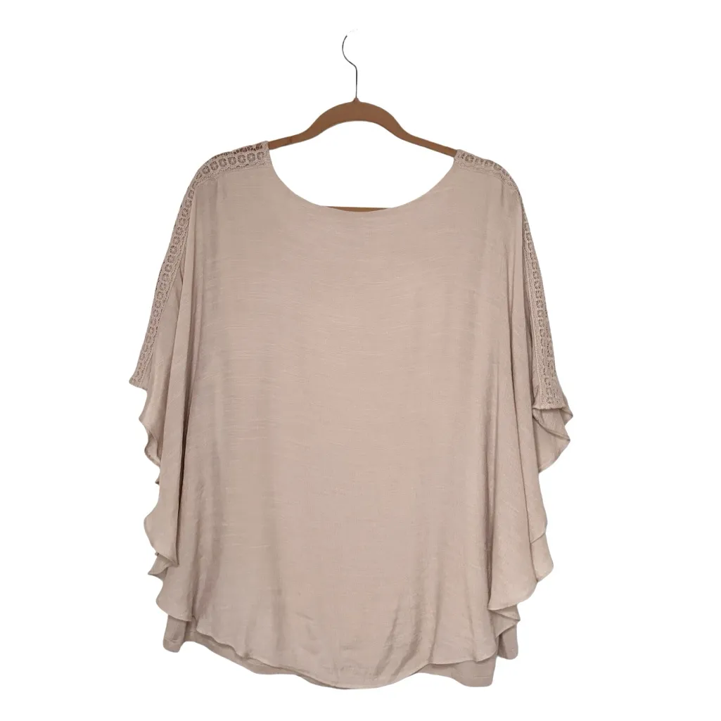 JM COLLECTION TAUPE POPOVER FLOWY TOP SZ 3X - Image 2