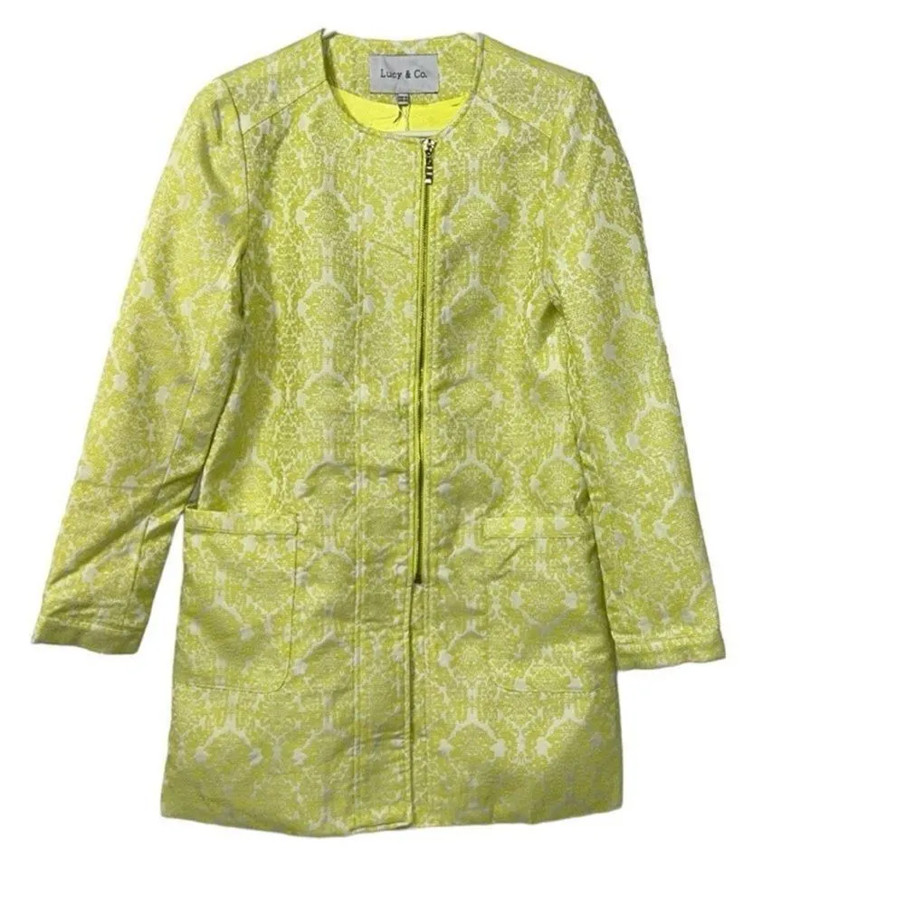 Lucy & Co Yellow Floral Print Jacket(Size M) Green Size M - Image 3