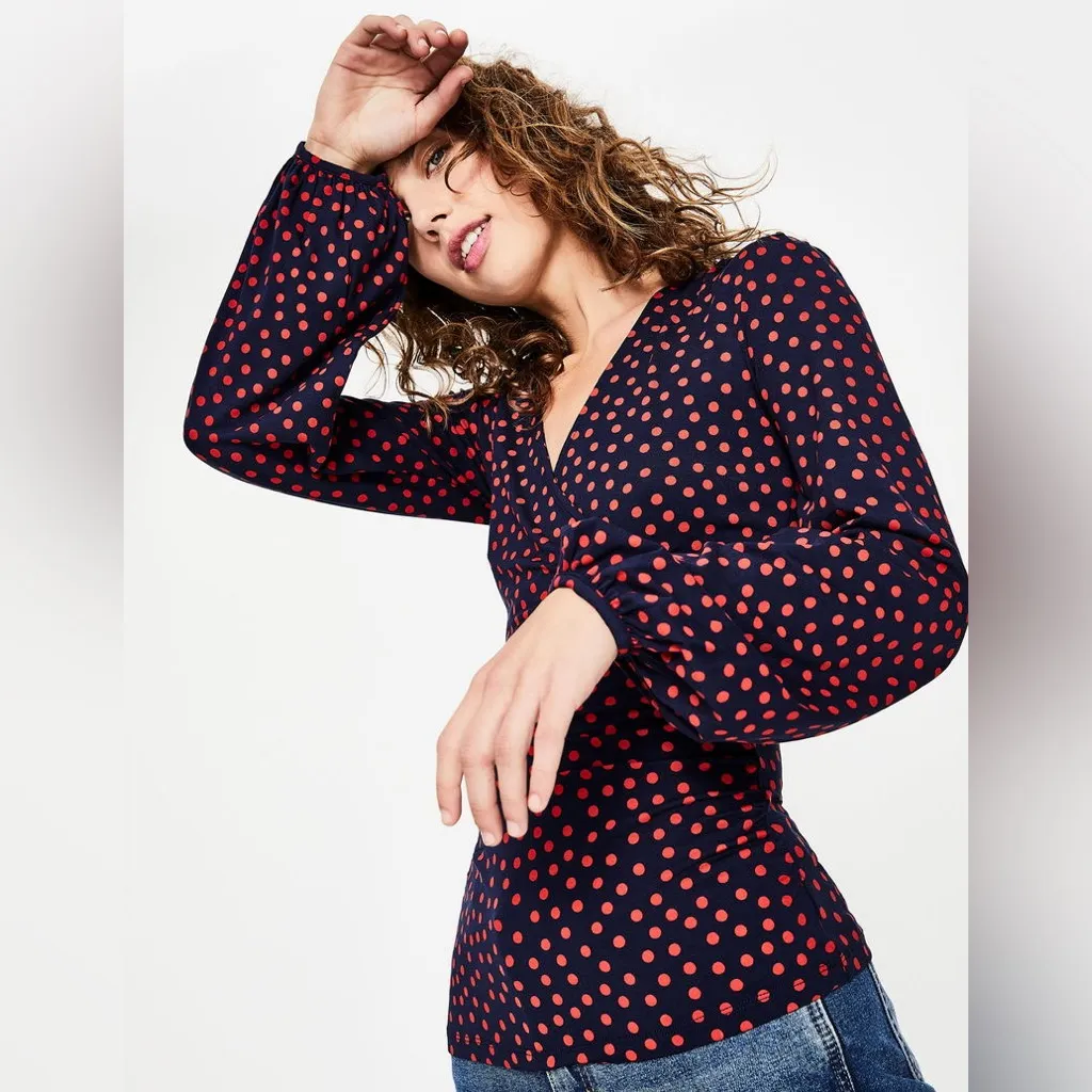 Boden Elodie Wrap Top In Size 8 Blue - Image 11