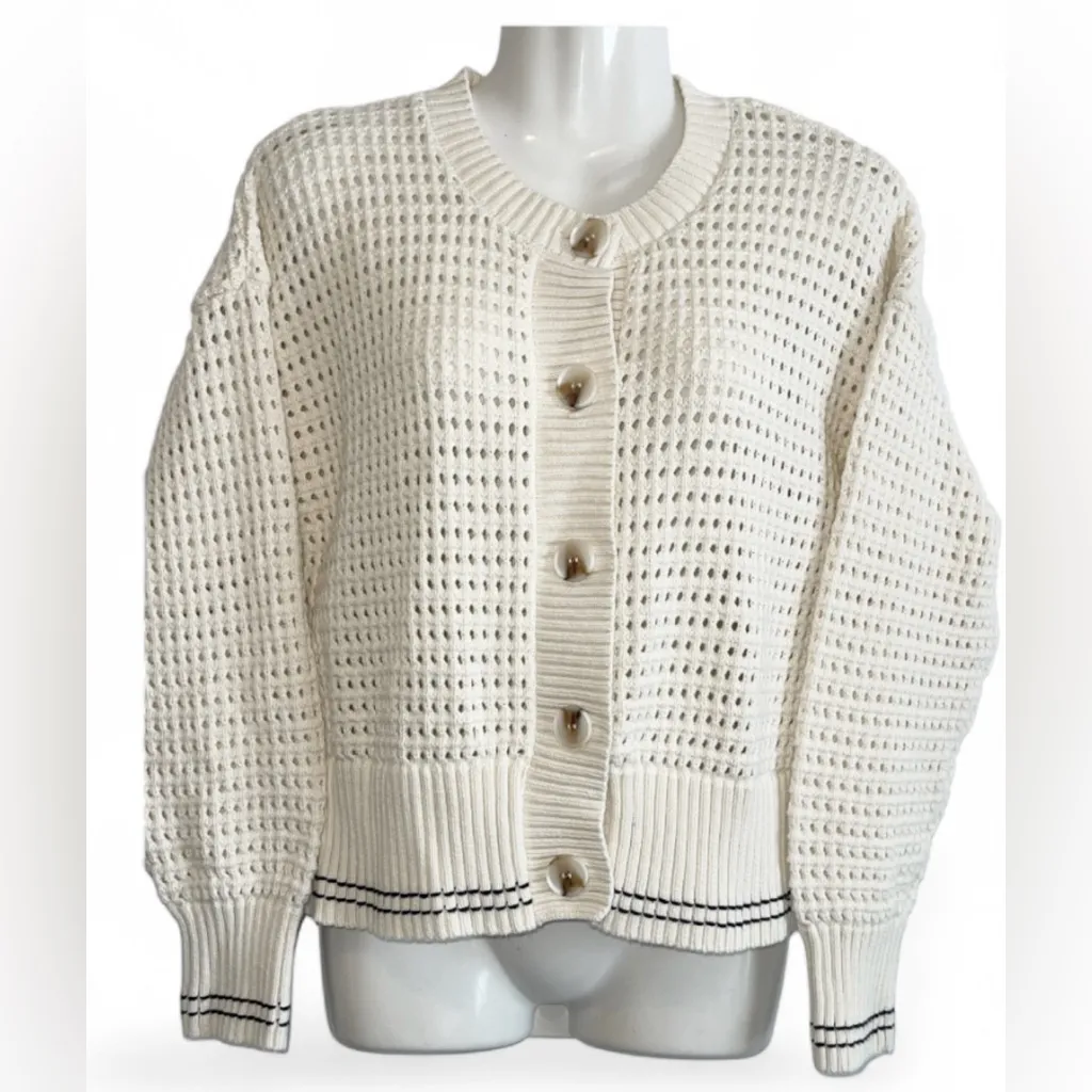 Magaschoni Cream Open-Knit Cardigan - Image 3