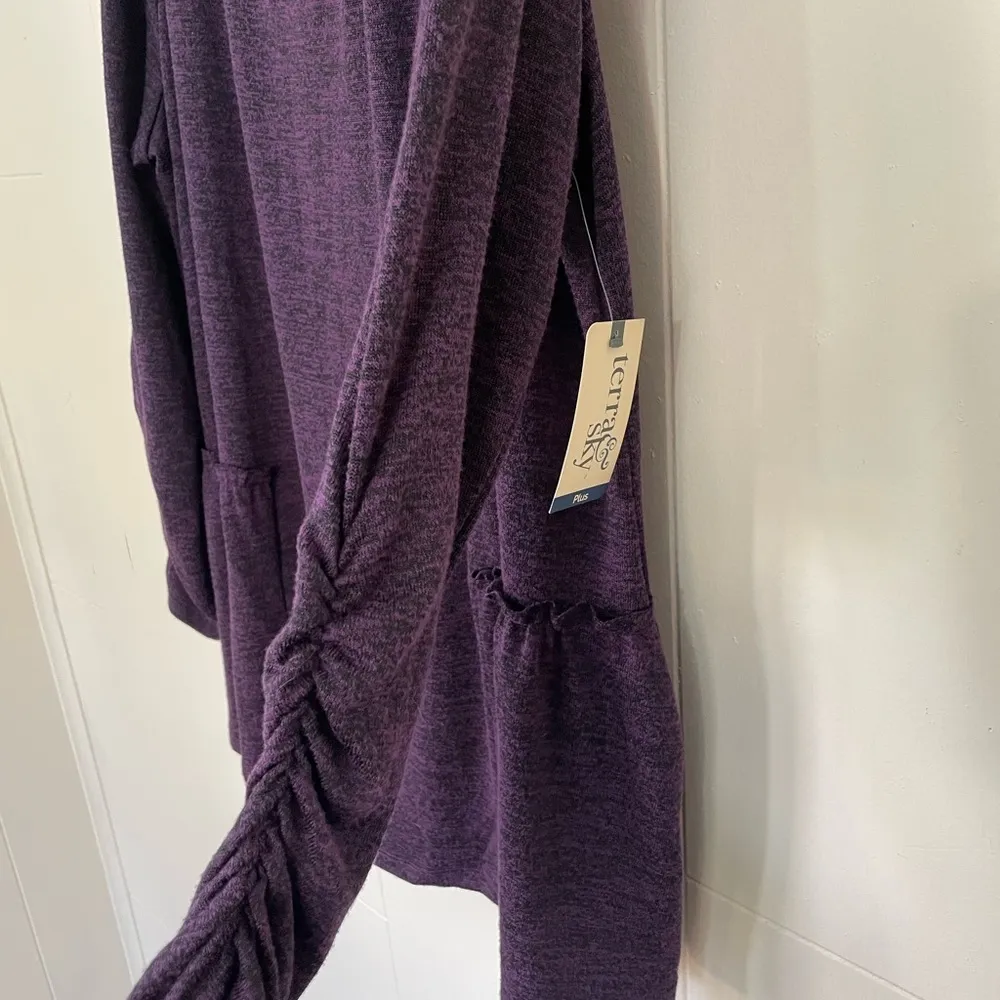 Terra & Sky NEW Purple Peplum Top Tunic Length ~ Women’s Size 0X (14W) NWT - Image 7