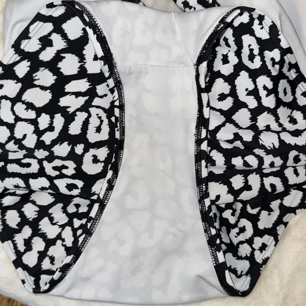 Calvin Klein One Piece Swimsuit Black & White Leopard Print Women’s 12 - Image 13