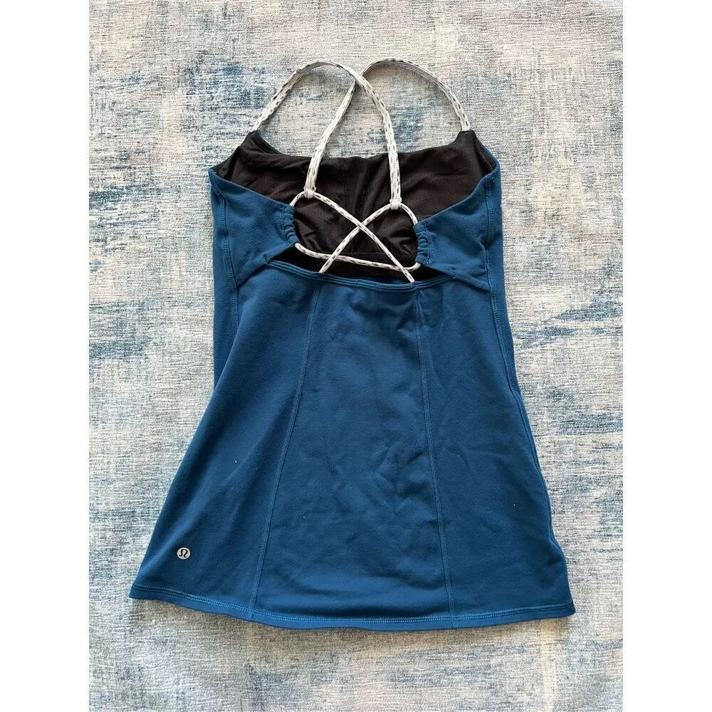 Lululemon Poseidon Blue / Dottie Dash White Black Dancing Warrior Tank Size 6 - Image 7