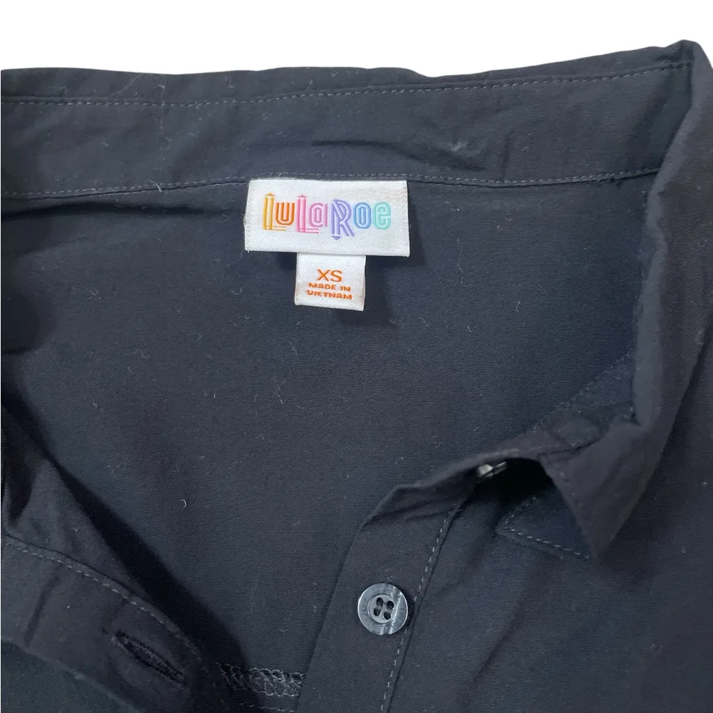 LuLaRoe Amy Solid Black Boxy Short Sleeve Button-Down Shirt - Image 5