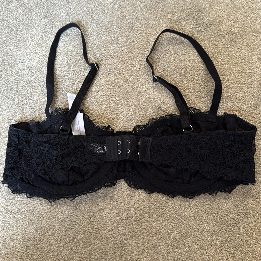UO Out From Under Black Full Lace Unlined Balconette Bra Size 34 B - Image 2