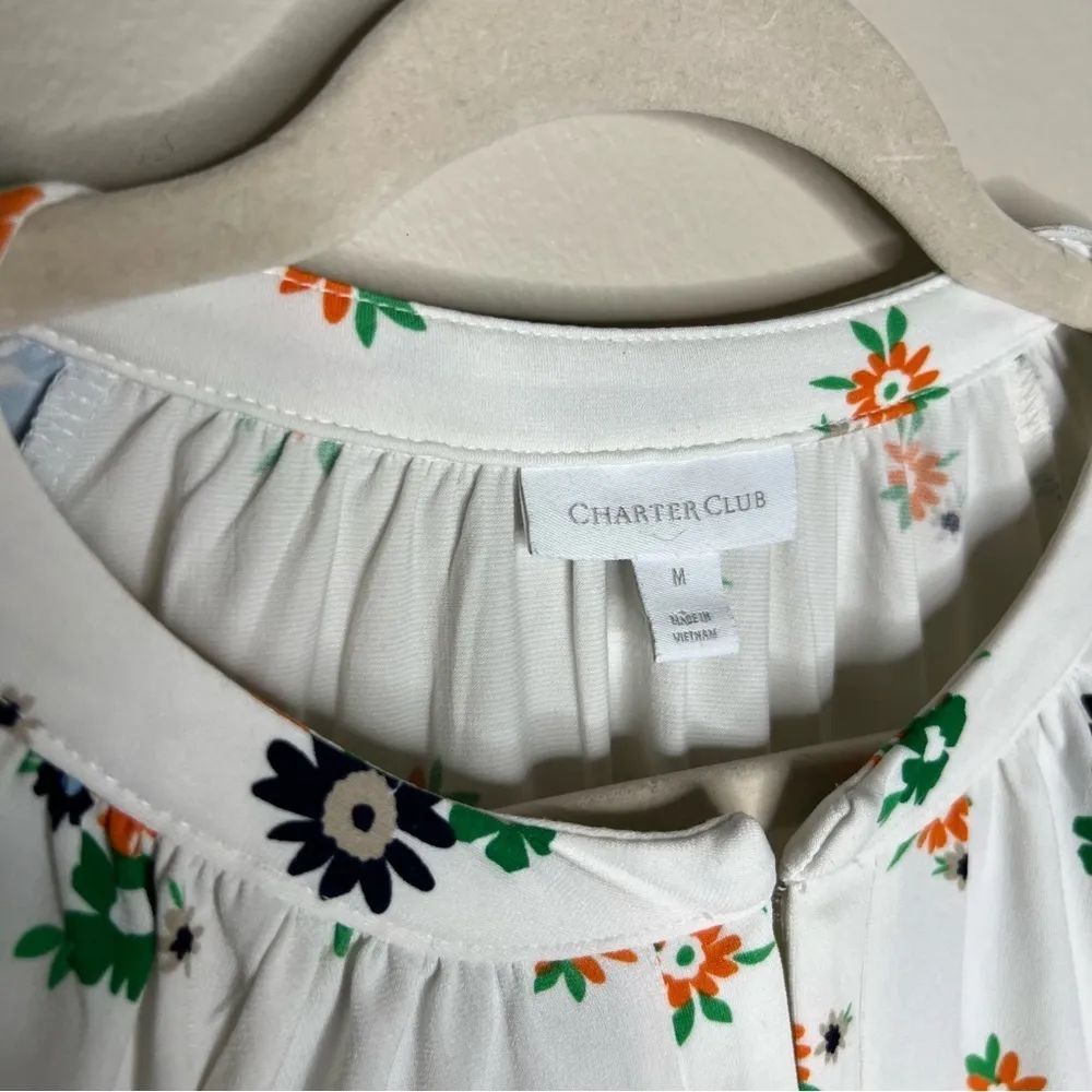 Charter Club Womens Size M Floral‎ Print Long Sleeve Stretch Liquid Knit - Image 3