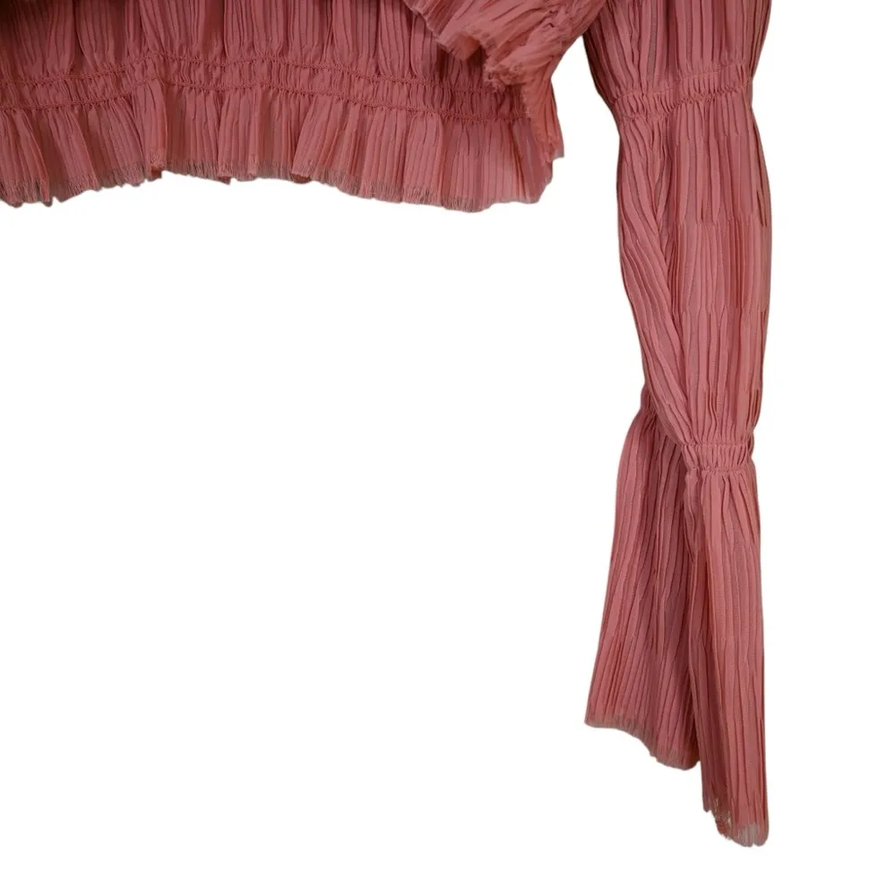 Urban Outfitters Women's S Aliyah Plisse Crop Blouse - Image 9