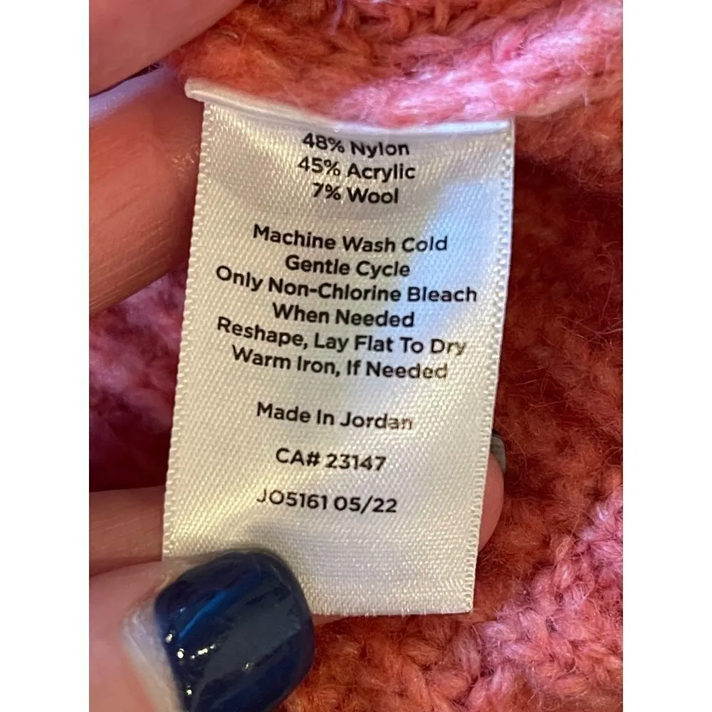 Talbots Pink Chunky Knit Shawl Collar Shaker Stitch Pullover Sweater‎ LP - Image 9