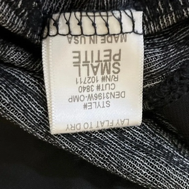 Olivia Moon Black Crew Neck Knit Satin 3/4 Sleeve Peplum Shirt Blouse Top Size S - Image 5