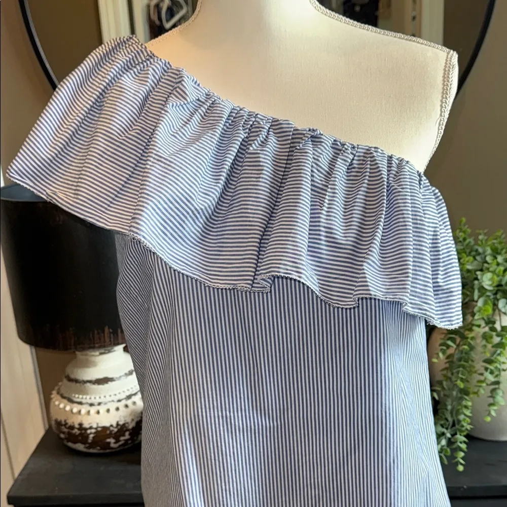 ABERCROMBIE & FITCH Blue & White Striped One-Shoulder Dress Size Small NWT - Image 4