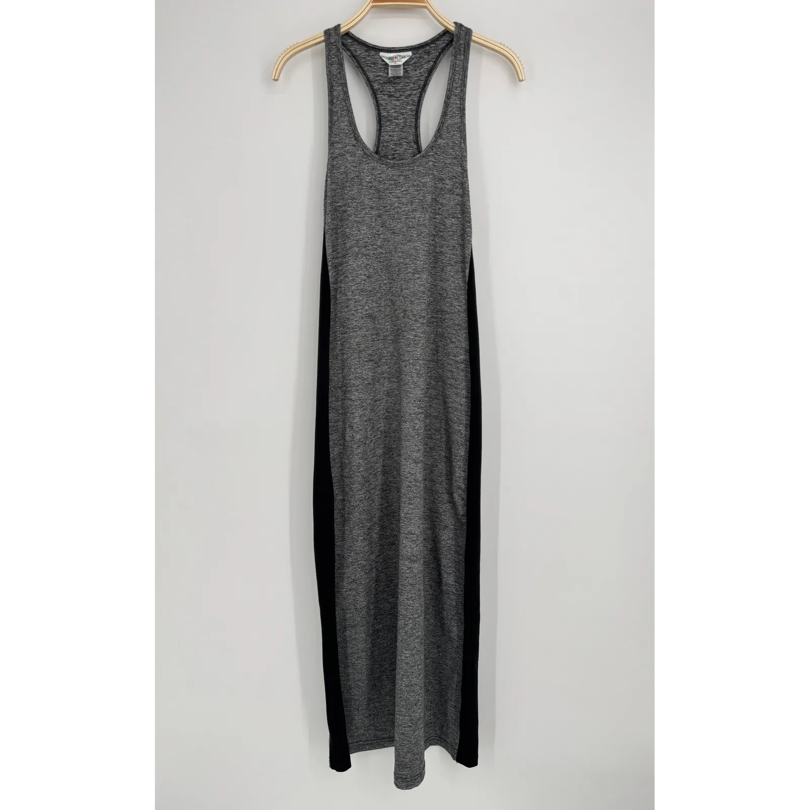 Hard Tail Racerback Maxi Tank Dress Size Large Gray Black Athleisure Minimalist - Image 2