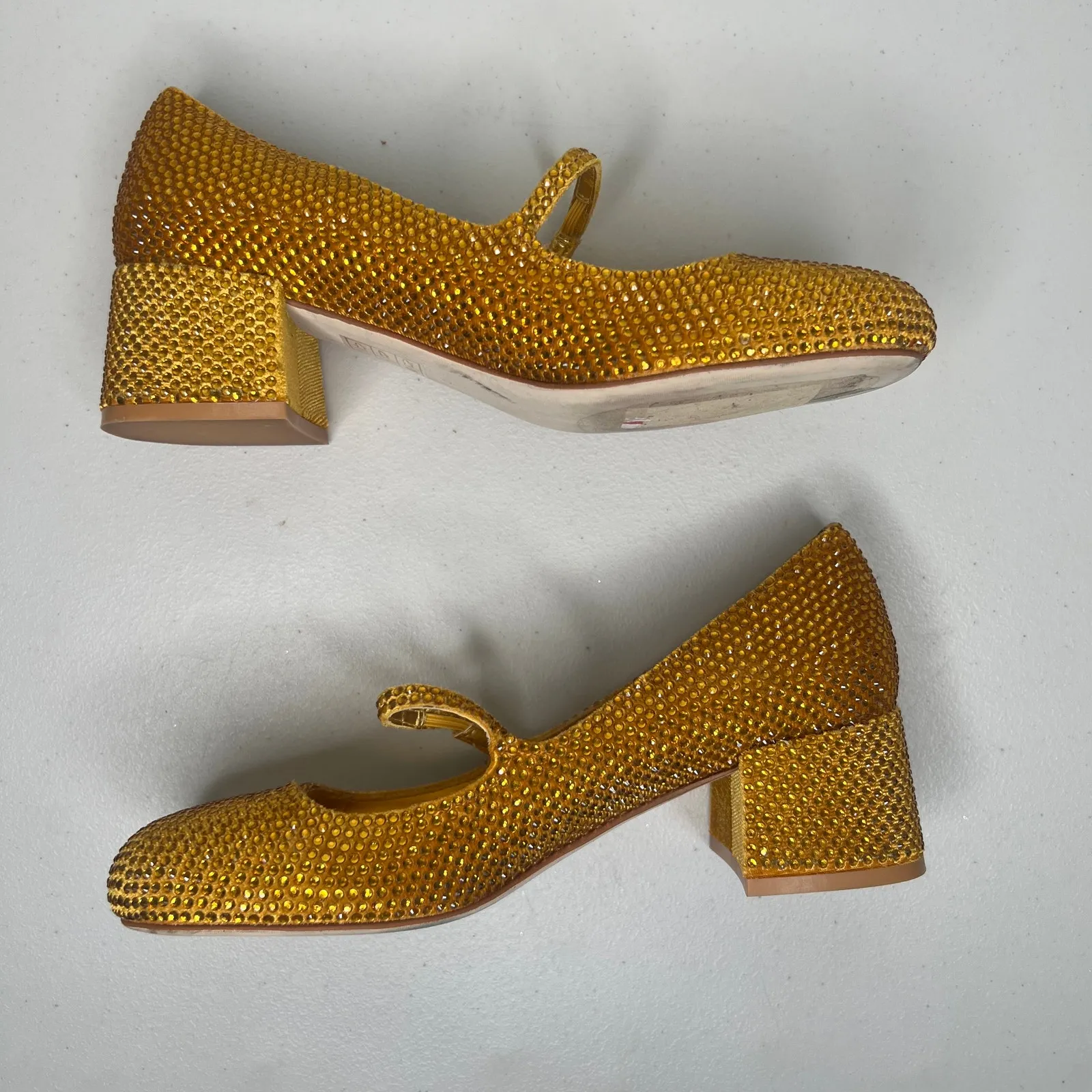 Jeffrey Campbell Gold Velvet Regal Mary Jane Pump Size 5 - Image 4