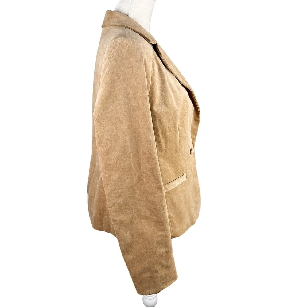 Soho Jeans NY & Company Corduroy Blazer Tan Large New - Image 8