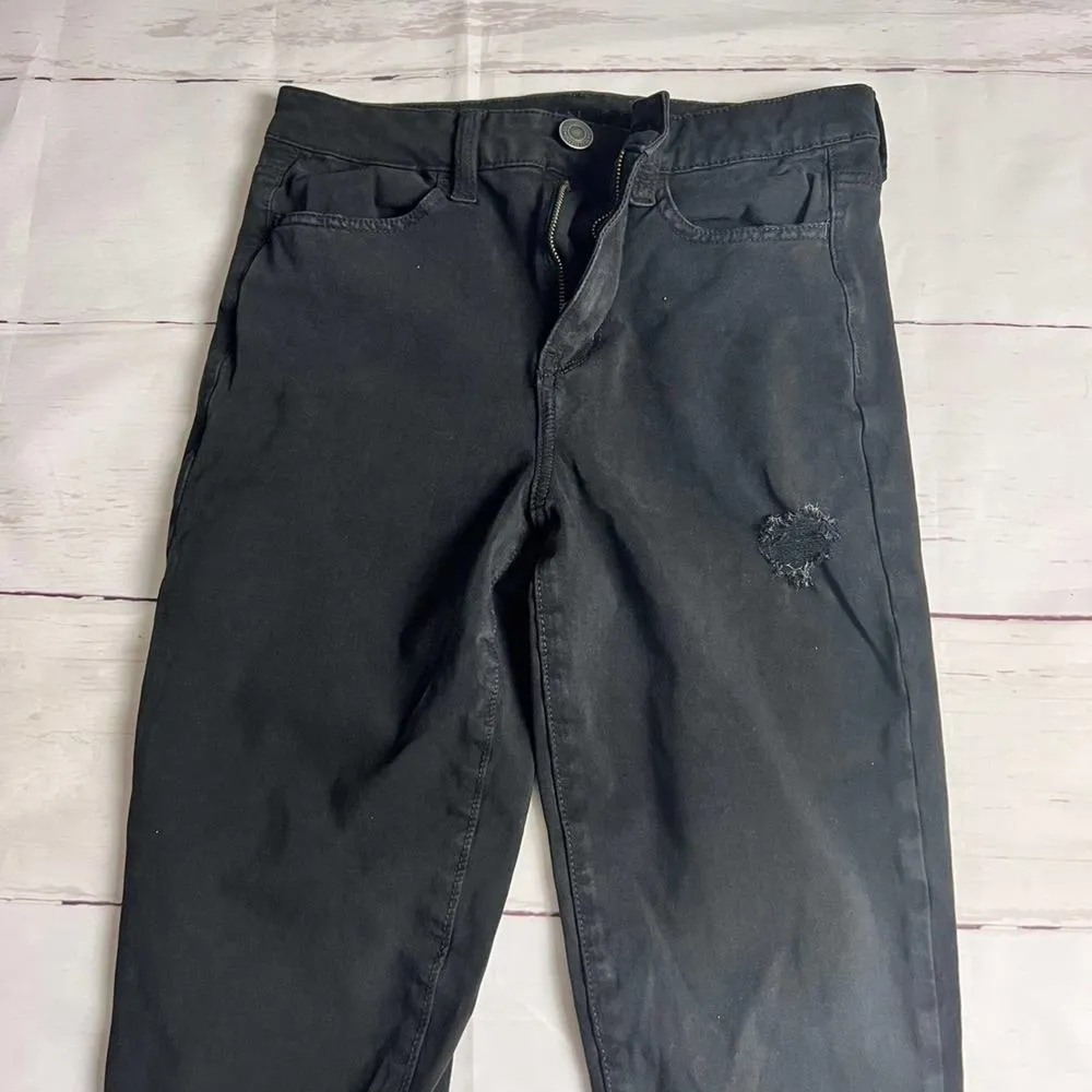 American Eagle Outfitters Women's Distressed Black Skinny Jeans  Sz 4 - Image 6