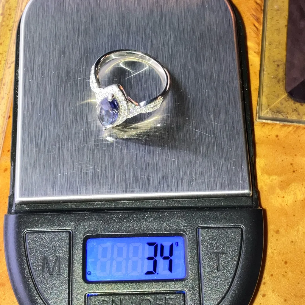 Natural Iolite Moissanite Marquise Ring Size 8 Blue - Image 9