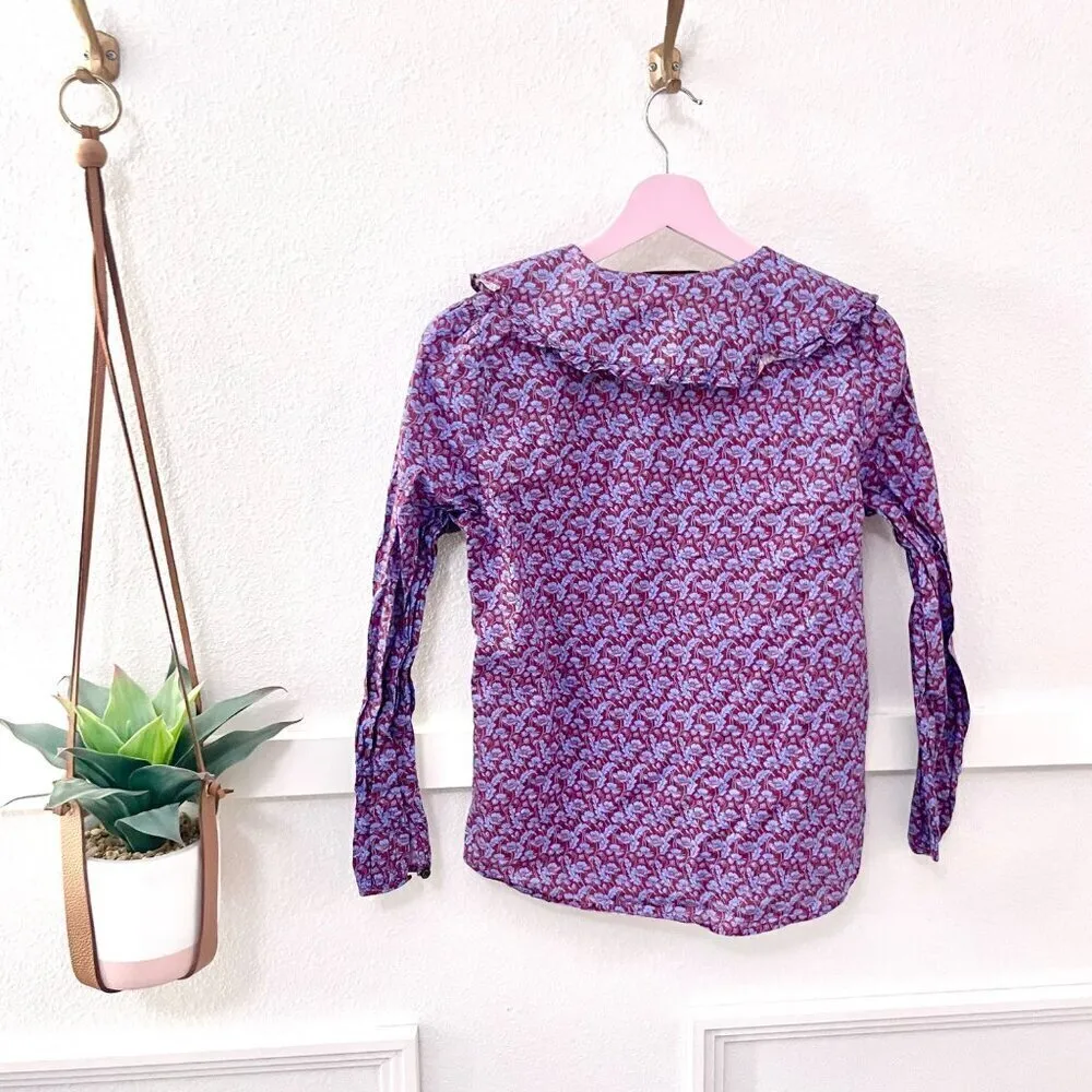 J Crew Ruffle-Collar Button-Up Shirt in Liberty Toutouayette Fabric Size 2 - Image 6