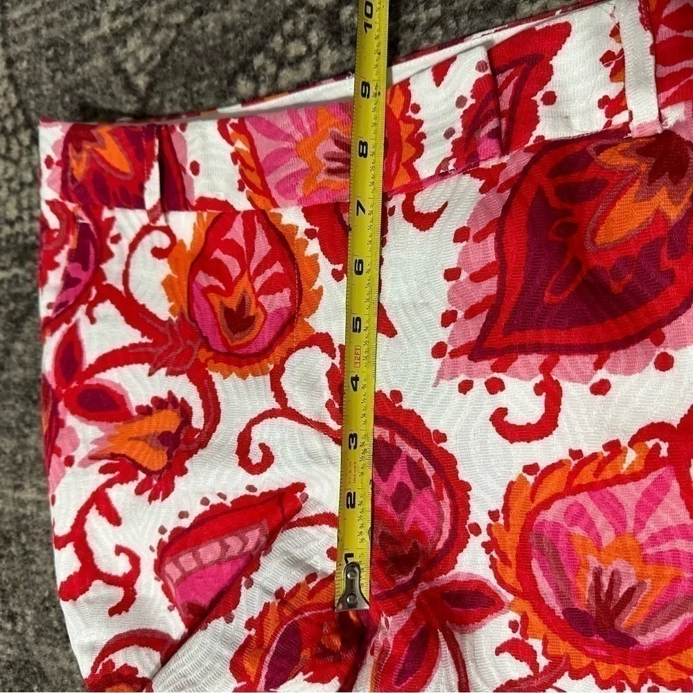 Kate Spade New York Women’s Size 4 Red Orange White Floral Cropped Cotton Pants - Image 7