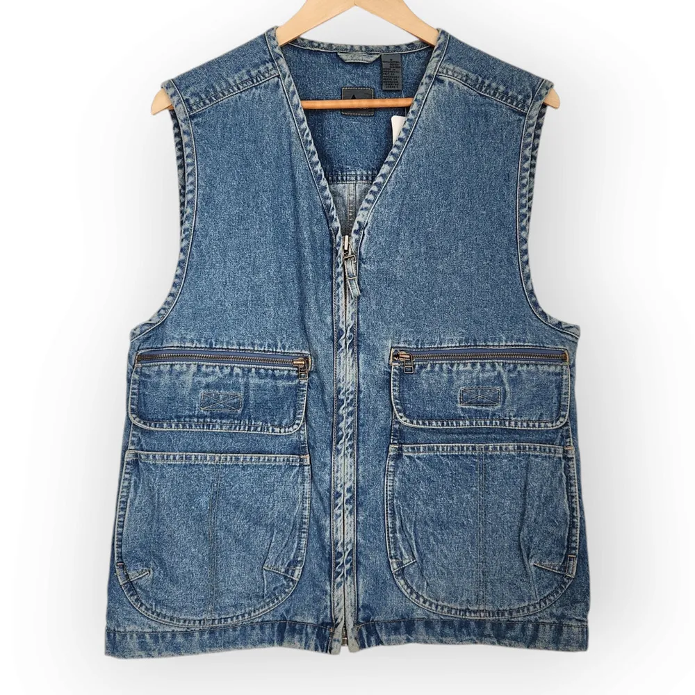 Vintage Lizwear Denim Utility Zip Up Vest S - Image 9