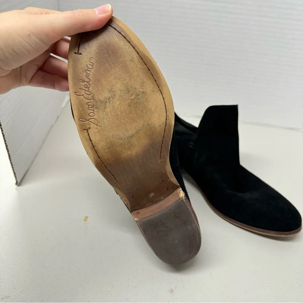 Sam Edelman Black Suede Leather Ankle Boots Womens 10 Fall Booties Western - Image 6