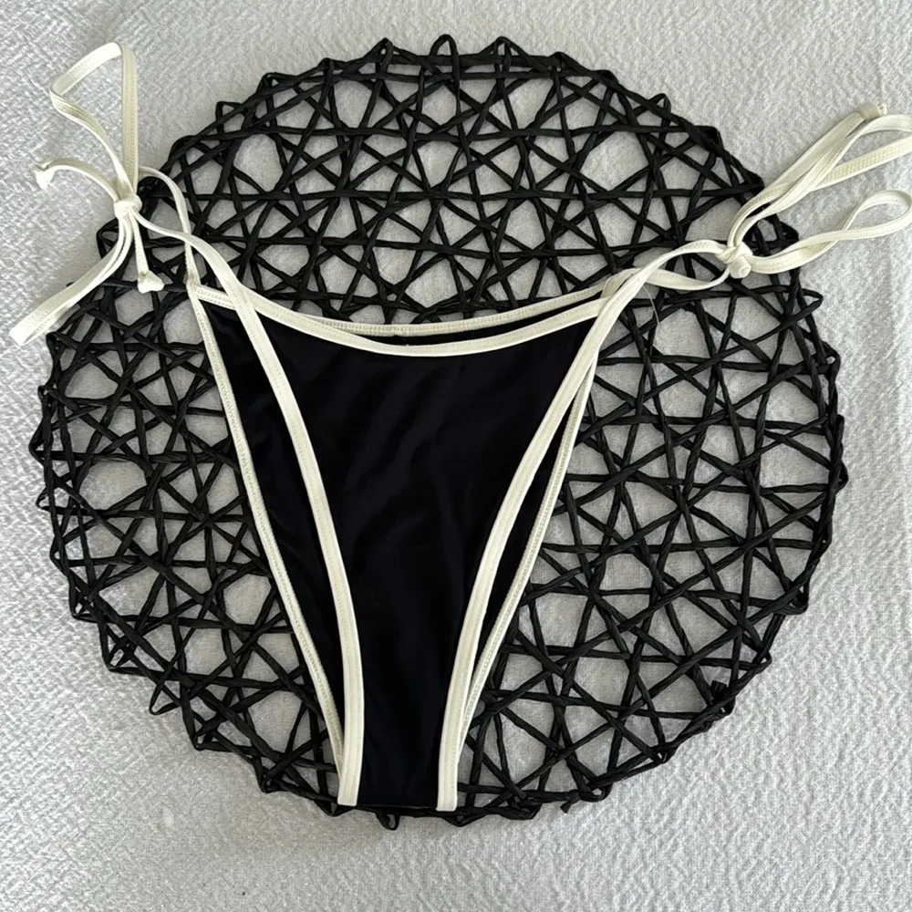 L*Space Levy Bitsy String Bikini Bottom, Black/Cream, Small, $92 - Image 6