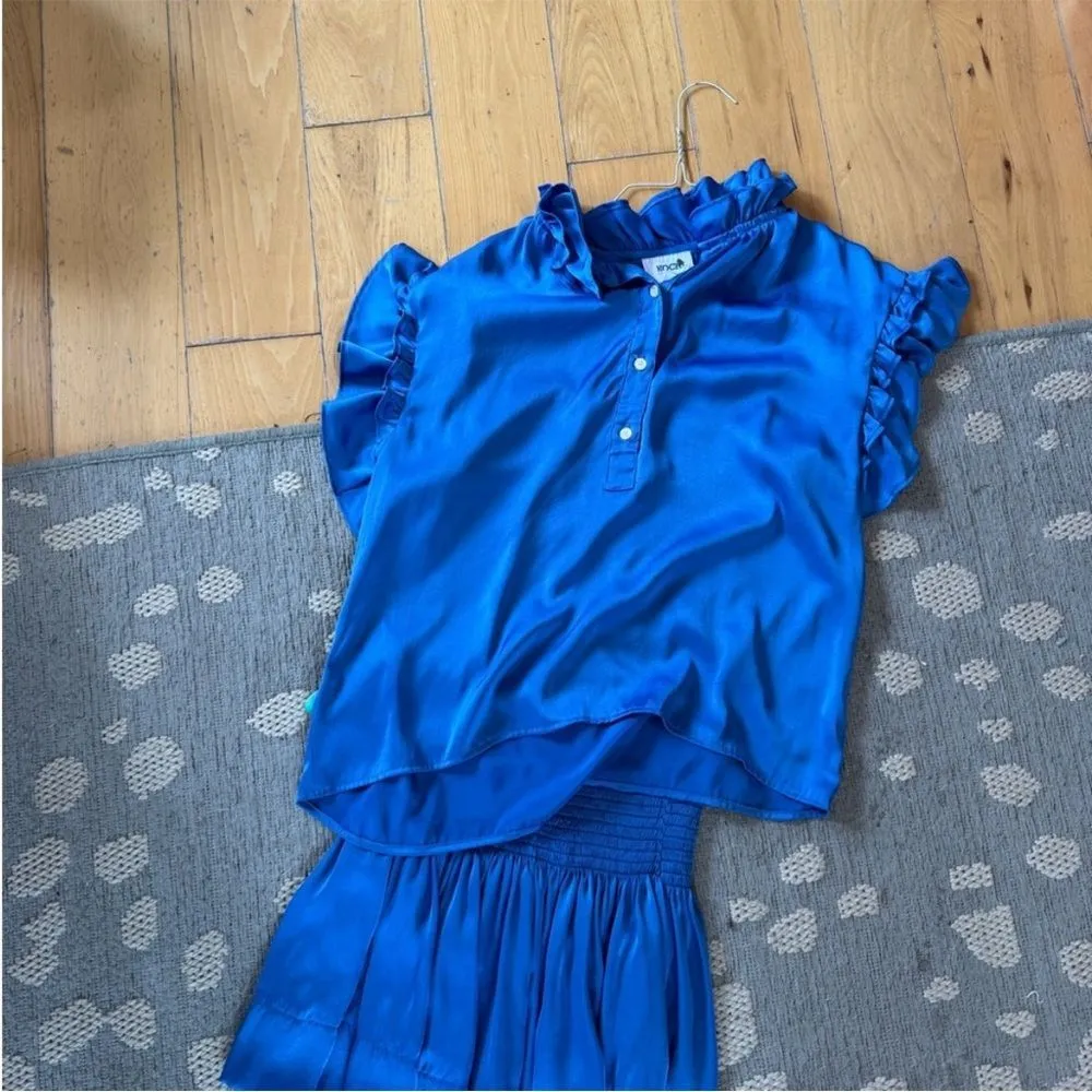 Koch Blue Ruffled Top and Skirt Set size small - Image 3