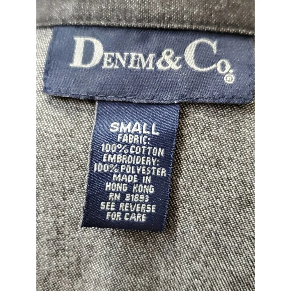 Denim & Co Women Gray 100% Cotton Long Sleeve Jacket & Skirt 2 Piece Suit Size S - Image 7