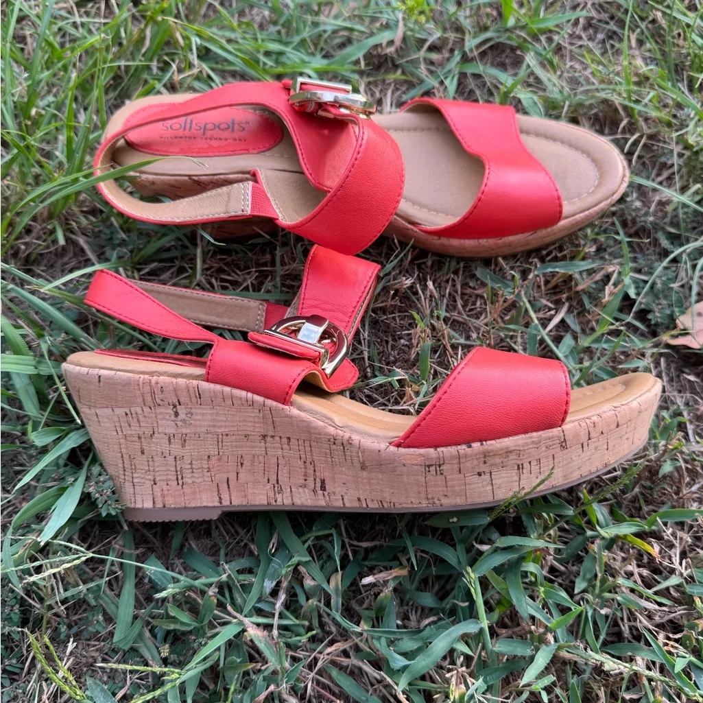Softspots Women’s coral wedge sandals Size 7.5 Pink - Image 7