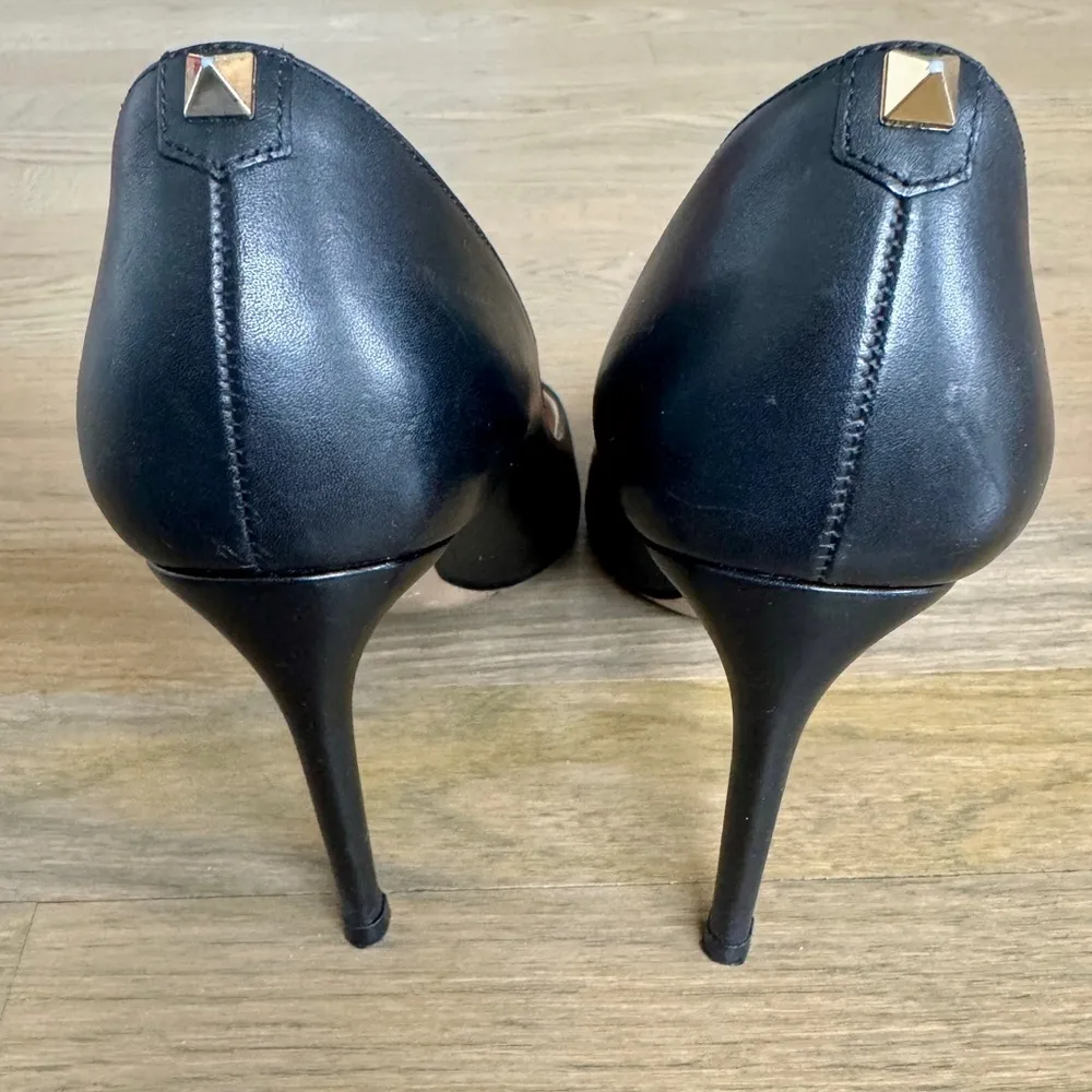 Valentino Garavani Rockstud Leather Black Pointed Toe Stiletto Heel Pumps 37 - Image 4