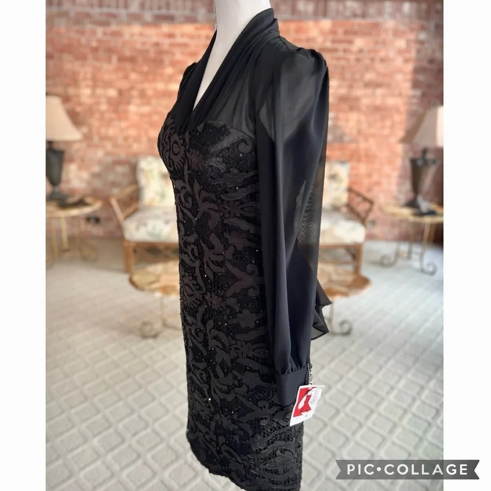 Stephen’s Dress Black Sequin Lace Embroidered Peplum NWT 8 (juniors) / Ladies 4 Size undefined - Image 8