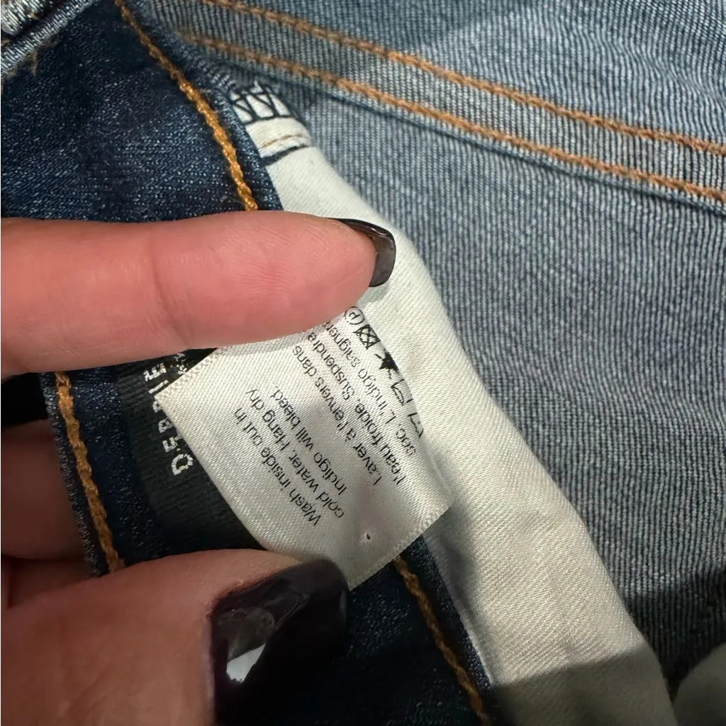 Veronica Beard Debbie 10" Skinny Exposed Button Fly Blue Size 26 Raw Hem - Image 4